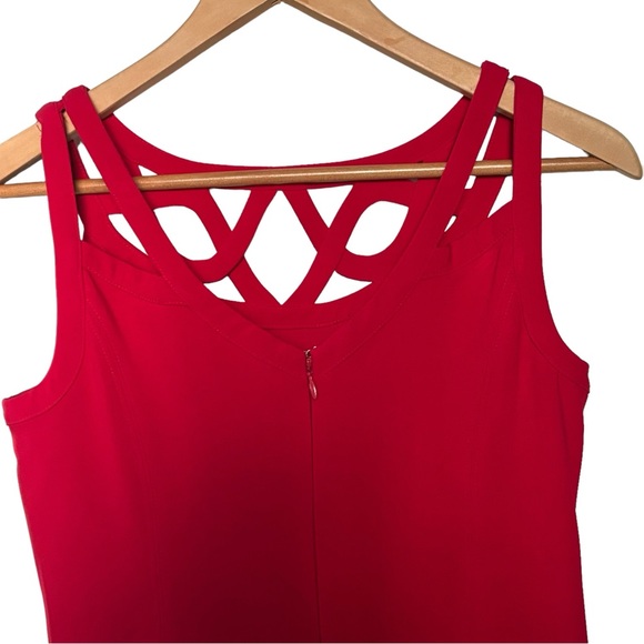 WHITE HOUSE BLACK MARKET RED CUTOUT A-LINE DRESS 0 - Picture 7 of 10